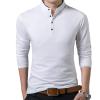 imageYTD Mens Summer Slim Fit Pure Color Short Sleeve Polo Casual TShirts04 Long Sleeve White