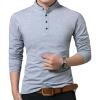 imageYTD Mens Summer Slim Fit Pure Color Short Sleeve Polo Casual TShirts05 Long Sleeve Gray