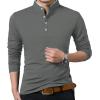 imageYTD Mens Summer Slim Fit Pure Color Short Sleeve Polo Casual TShirts07 Long Sleeve Dark Gray