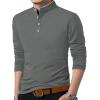 imageYTD Mens Summer Slim Fit Pure Color Short Sleeve Polo Casual TShirts07 Long Sleeve Dark Gray