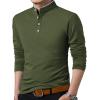 imageYTD Mens Summer Slim Fit Pure Color Short Sleeve Polo Casual TShirts08 Long Sleeve Army Green