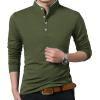 imageYTD Mens Summer Slim Fit Pure Color Short Sleeve Polo Casual TShirts08 Long Sleeve Army Green
