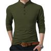imageYTD Mens Summer Slim Fit Pure Color Short Sleeve Polo Casual TShirtsLong Army Green