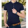 imageYTD Mens Summer Slim Fit Pure Color Short Sleeve Polo Casual TShirtsNavy