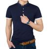 imageYTD Mens Summer Slim Fit Pure Color Short Sleeve Polo Casual TShirtsNavy