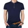 imageYTD Mens Summer Slim Fit Pure Color Short Sleeve Polo Casual TShirtsNavy