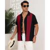 imageYTD Mens Vintage Bowling Shirt Short Sleeve Button Down Summer Cuba Beach ShirtsBlack Wine Red