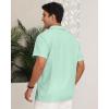 imageYTD Mens Vintage Bowling Shirt Short Sleeve Button Down Summer Cuba Beach ShirtsGreen White