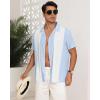 imageYTD Mens Vintage Bowling Shirt Short Sleeve Button Down Summer Cuba Beach ShirtsLight Blue White