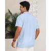imageYTD Mens Vintage Bowling Shirt Short Sleeve Button Down Summer Cuba Beach ShirtsLight Blue White