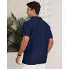 imageYTD Mens Vintage Bowling Shirt Short Sleeve Button Down Summer Cuba Beach ShirtsNavy Blue White
