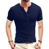 imageYTD Mens Casual Slim Fit Basic Henley Short Sleeve Fashion Summer TShirt02 Navy