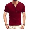 imageYTD Mens Casual Slim Fit Basic Henley Short Sleeve Fashion Summer TShirt04 Wine Red