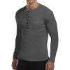 imageYTD Mens Casual Slim Fit Basic Henley Short Sleeve Fashion Summer TShirtLong Sleeve Dark Gray