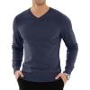 imageYTD Mens Casual Slim Fit VNeck Pullover Long Sleeve Knitted Pullover SweatersBlue