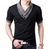 imageYTD Mens Cotton Casual VNeck Button Slim Muscle Tops Tee Short Sleeve TShirts01 Black