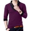 imageYTD Mens Cotton Casual VNeck Button Slim Muscle Tops Tee Short Sleeve TShirtsLong Sleeve Wine Red