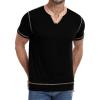 imageYTD Mens Henley Shirts Short Sleeve Casual V Neck Basic Tee Shirts Summer Vintage TShirtsBlack