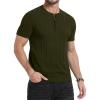 imageYTD Mens Henley TShirts Short Sleeve Knit Sweater Shirt Casual Solid Ribbed Pullover TeeArmy Green