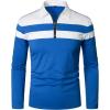 imageYTD Mens Long Sleeve Polo Shirts QuarterZip Casual Slim Fit Lapel Neck Basic Designed Cotton ShirtsLsblue