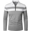 imageYTD Mens Long Sleeve Polo Shirts QuarterZip Casual Slim Fit Lapel Neck Basic Designed Cotton ShirtsLsdark Gray