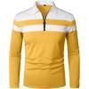 imageYTD Mens Long Sleeve Polo Shirts QuarterZip Casual Slim Fit Lapel Neck Basic Designed Cotton ShirtsYellow