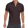 imageYTD Mens LongShort Sleeve Polo Shirts QuarterZip Casual Slim Fit Mock Neck Basic Designed Cotton ShirtsA1deep Coffee