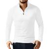imageYTD Mens LongShort Sleeve Polo Shirts QuarterZip Casual Slim Fit Mock Neck Basic Designed Cotton ShirtsWhite