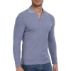 imageYTD Mens Muscle V Neck Polo Shirts Slim Fit Long Sleeve Golf TShirts Ribbed Knit Soft Casual TeesGray Blue