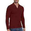imageYTD Mens Muscle V Neck Polo Shirts Slim Fit Long Sleeve Golf TShirts Ribbed Knit Soft Casual TeesWine Red