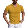 imageYTD Mens Muscle V Neck Polo Shirts Slim Fit Solid Short Sleeve Golf TShirts Ribbed Knit Soft TeesYellow