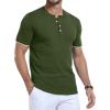 imageYTD Mens Short Sleeve Henley TShirts Casual Knit Shirt Summer Fashion Lightweight Henley Button TeeArmy Green