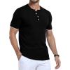 imageYTD Mens Short Sleeve Henley TShirts Casual Knit Shirt Summer Fashion Lightweight Henley Button TeeBlack