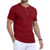 imageYTD Mens Short Sleeve Henley TShirts Casual Knit Shirt Summer Fashion Lightweight Henley Button TeeWine Red