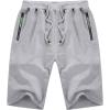 imageYTD Mens Shorts Casual Classic Fit Drawstring Summer Beach Shorts with Elastic Waist and PocketsLight Gray