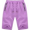 imageYTD Mens Shorts Casual Classic Fit Drawstring Summer Beach Shorts with Elastic Waist and PocketsPurple