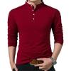 imageYTD Mens Summer Slim Fit Pure Color Short Sleeve Polo Casual TShirts06 Long Sleeve Wine Red