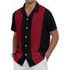 imageYTD Mens Vintage Bowling Shirt Short Sleeve Button Down Summer Cuba Beach ShirtsBlack Wine Red