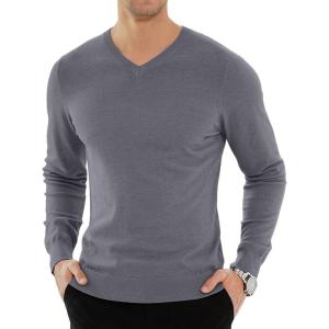 imageYTD Mens Casual Slim Fit VNeck Pullover Long Sleeve Knitted Pullover SweatersDark Gray