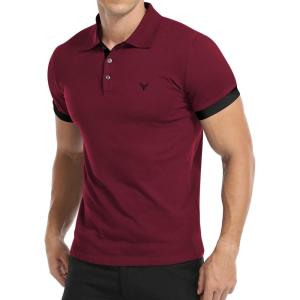 imageYTD Mens Classic Polo Shirt Short Sleeve Shirts Lightweight Slim Fit Casual Tops05 Wine Red