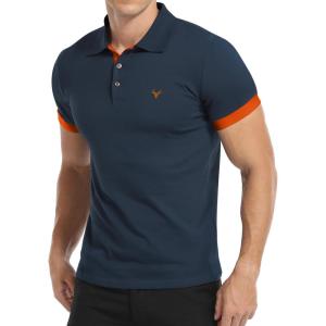 imageYTD Mens Classic Polo Shirt Short Sleeve Shirts Lightweight Slim Fit Casual TopsCblue Orange