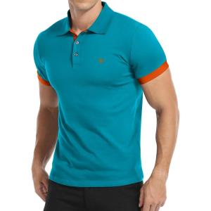 imageYTD Mens Classic Polo Shirt Short Sleeve Shirts Lightweight Slim Fit Casual TopsCdeep Teal