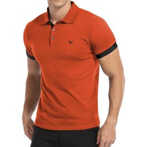 imageYTD Mens Classic Polo Shirt Short Sleeve Shirts Lightweight Slim Fit Casual TopsCorange