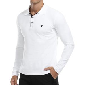 imageYTD Mens Classic Polo Shirt Short Sleeve Shirts Lightweight Slim Fit Casual TopsLong Sleeve White