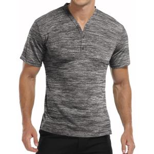 imageYTD Mens LongShort Sleeve Henley Shirts Casual Fashion Beach Yoga Loose Fit TShirtsA2 Dark Gray