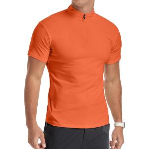 imageYTD Mens LongShort Sleeve Polo Shirts QuarterZip Casual Slim Fit Mock Neck Basic Designed Cotton ShirtsBorange