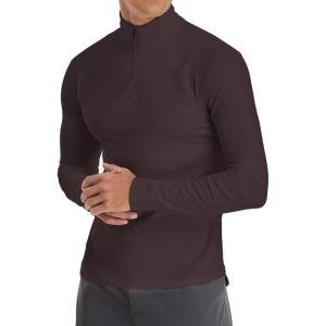 imageYTD Mens LongShort Sleeve Polo Shirts QuarterZip Casual Slim Fit Mock Neck Basic Designed Cotton ShirtsDeep Coffee
