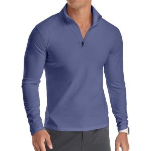 imageYTD Mens LongShort Sleeve Polo Shirts QuarterZip Casual Slim Fit Mock Neck Basic Designed Cotton ShirtsDenim Blue
