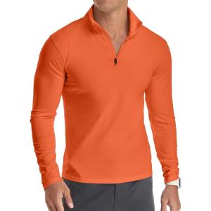 imageYTD Mens LongShort Sleeve Polo Shirts QuarterZip Casual Slim Fit Mock Neck Basic Designed Cotton ShirtsOrange