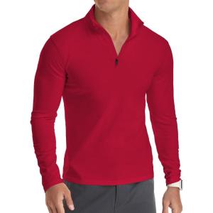 imageYTD Mens LongShort Sleeve Polo Shirts QuarterZip Casual Slim Fit Mock Neck Basic Designed Cotton ShirtsRed